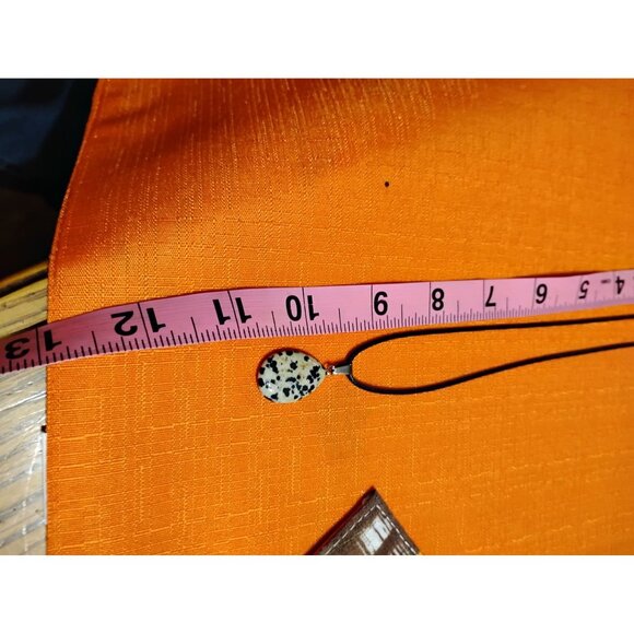 Dalmation Jasper stone on cord necklace natural stone   J-18 - Picture 4 of 6